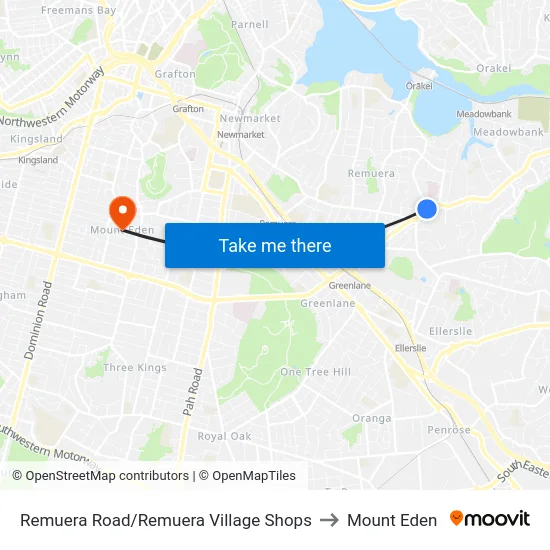 Remuera Road/Remuera Village Shops to Mount Eden map