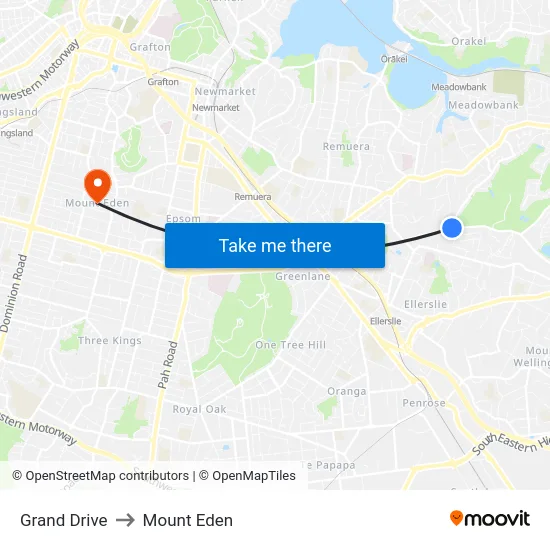 Grand Drive to Mount Eden map