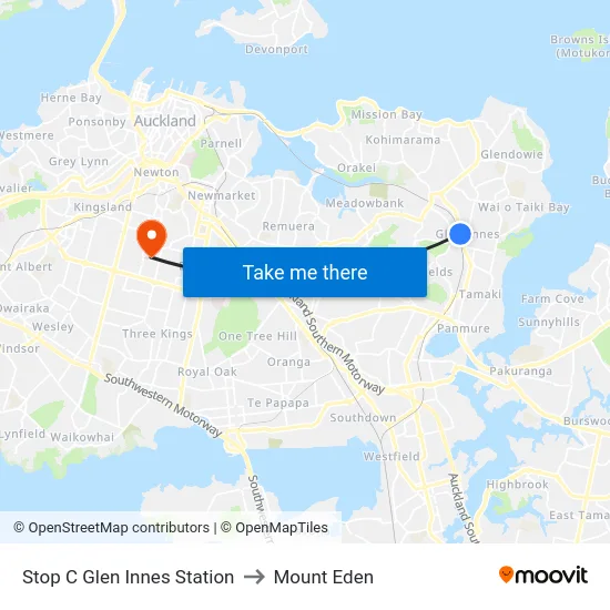 Stop C Glen Innes Station to Mount Eden map