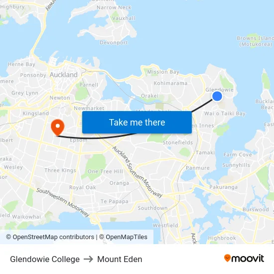 Glendowie College to Mount Eden map