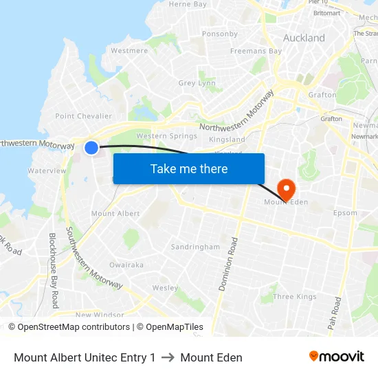 Mount Albert Unitec Entry 1 to Mount Eden map