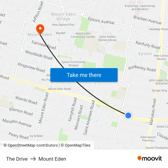 The Drive to Mount Eden map