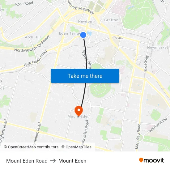 Mount Eden Road to Mount Eden map