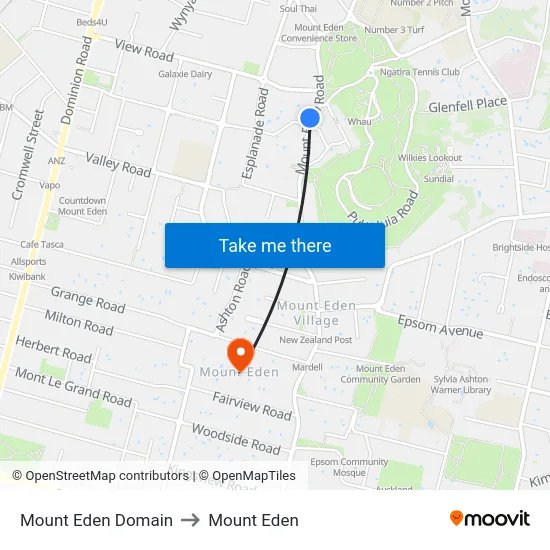 Mount Eden Domain to Mount Eden map