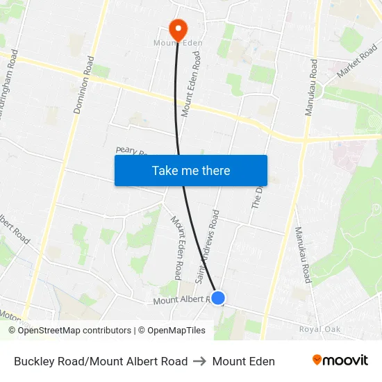 Buckley Road/Mount Albert Road to Mount Eden map