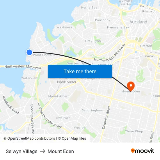 Selwyn Village to Mount Eden map