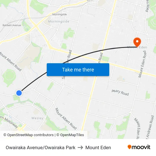 Owairaka Avenue/Owairaka Park to Mount Eden map