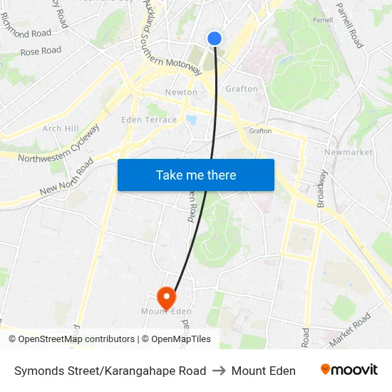 Symonds Street/Karangahape Road to Mount Eden map