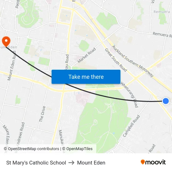 St Mary's Catholic School to Mount Eden map