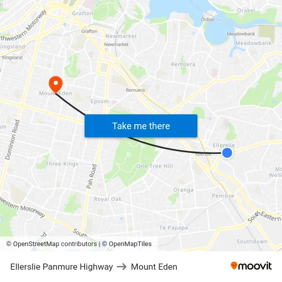Ellerslie Panmure Highway to Mount Eden map