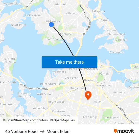 46 Verbena Road to Mount Eden map