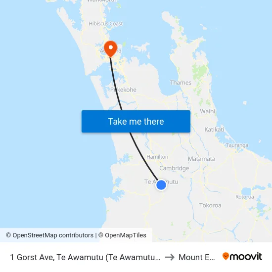 1 Gorst Ave, Te Awamutu (Te Awamutu I-Site) to Mount Eden map