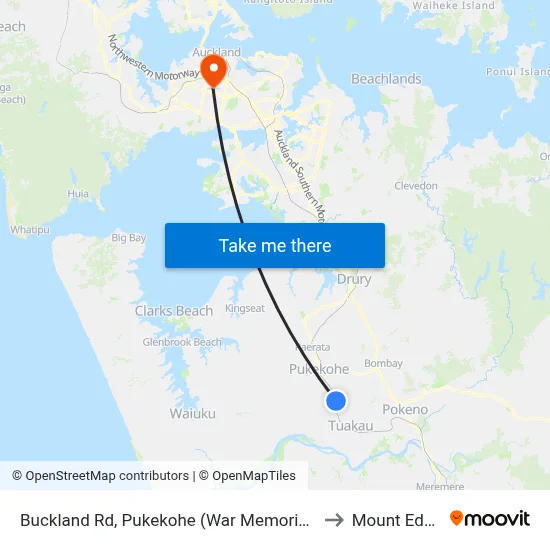 Buckland Rd, Pukekohe (War Memorial) to Mount Eden map