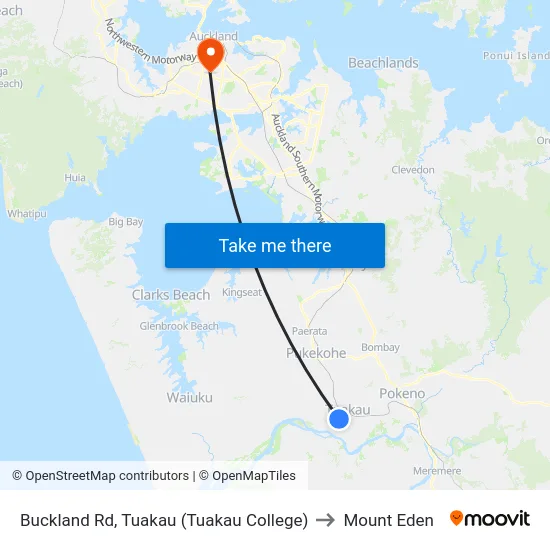 Buckland Rd, Tuakau (Tuakau College) to Mount Eden map