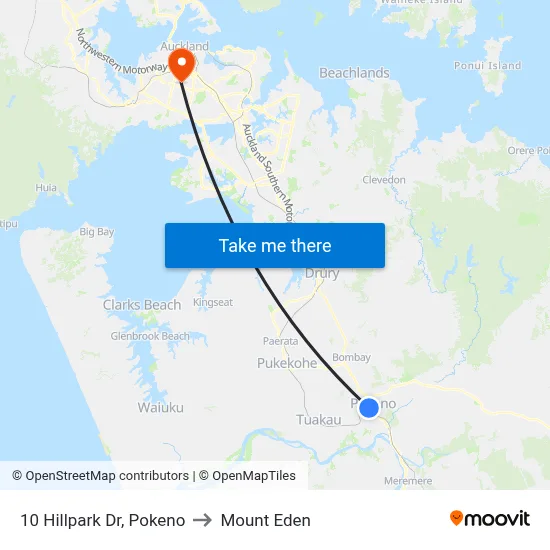 10 Hillpark Dr, Pokeno to Mount Eden map