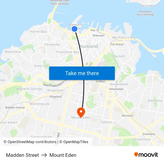 Madden Street to Mount Eden map