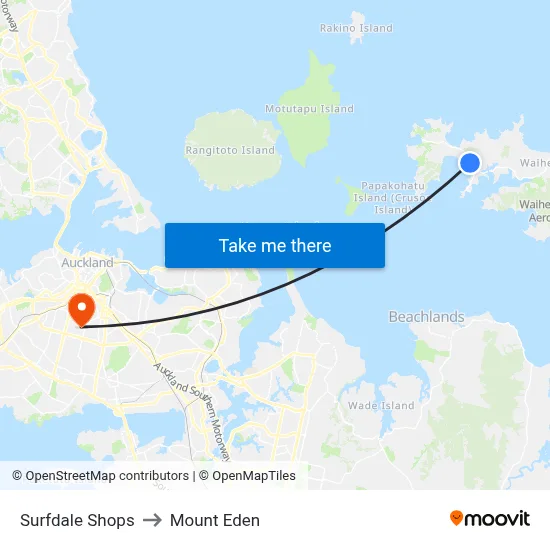 Surfdale Shops to Mount Eden map