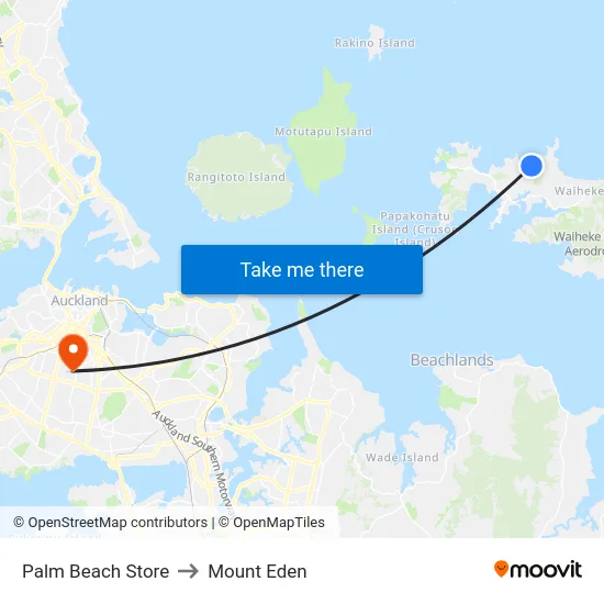 Palm Beach Store to Mount Eden map