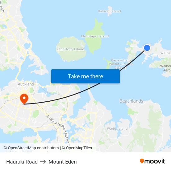 Hauraki Road to Mount Eden map