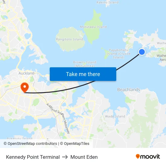 Kennedy Point Terminal to Mount Eden map