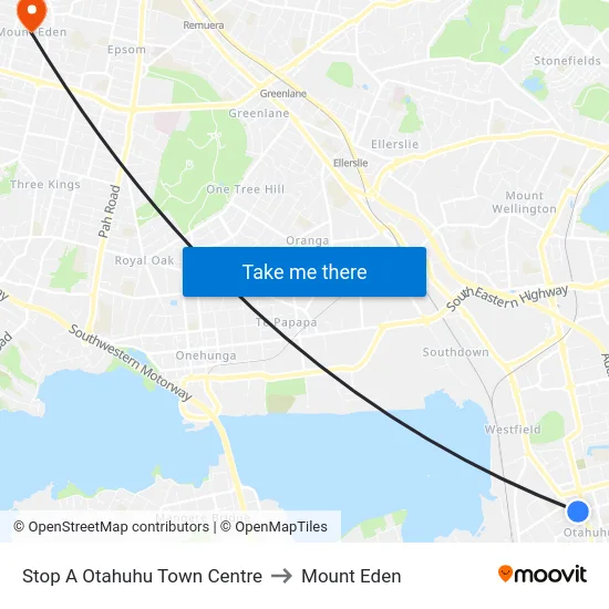 Stop A Otahuhu Town Centre to Mount Eden map