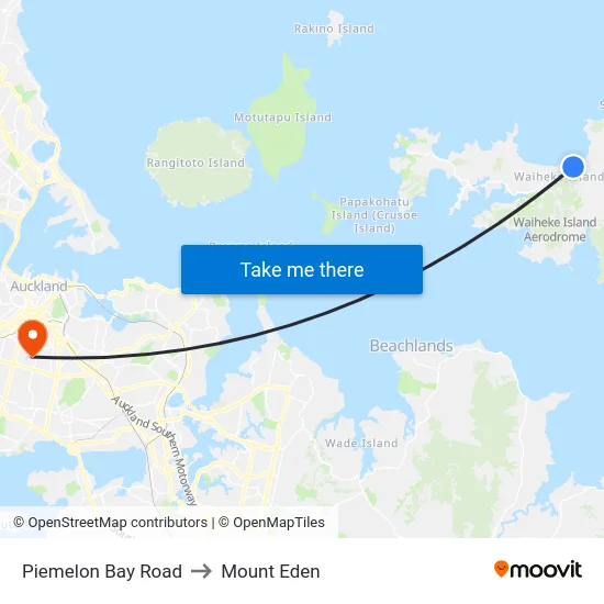 Piemelon Bay Road to Mount Eden map