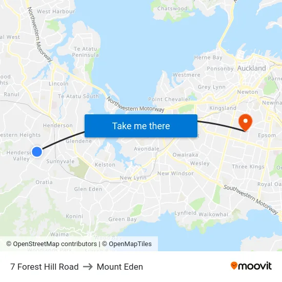 7 Forest Hill Road to Mount Eden map
