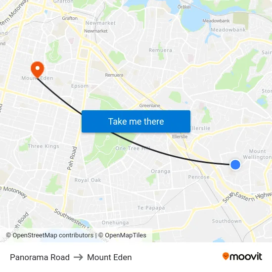 Panorama Road to Mount Eden map