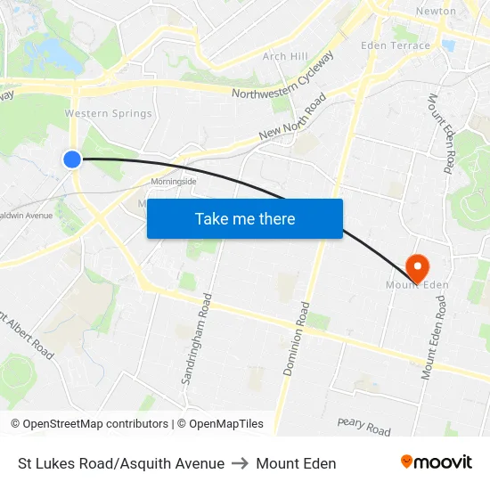 St Lukes Road/Asquith Avenue to Mount Eden map