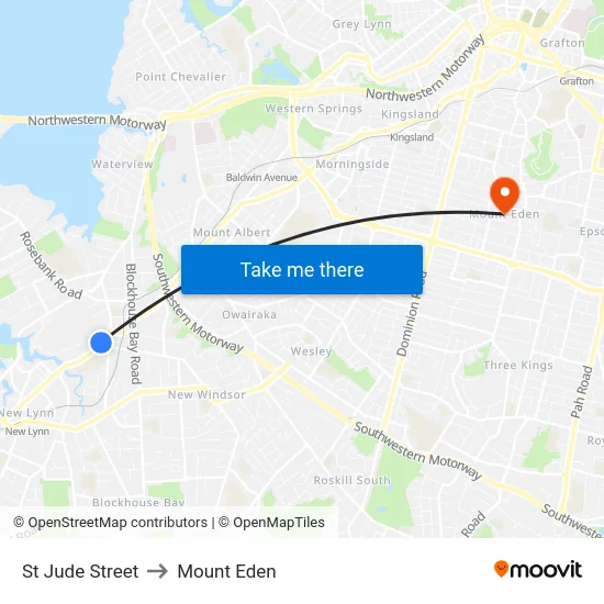St Jude Street to Mount Eden map