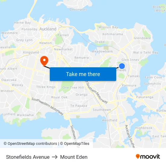 Stonefields Avenue to Mount Eden map