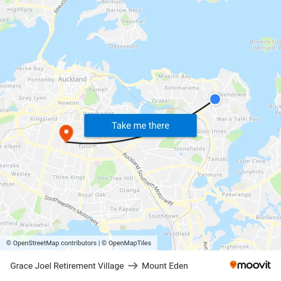 Grace Joel Retirement Village to Mount Eden map