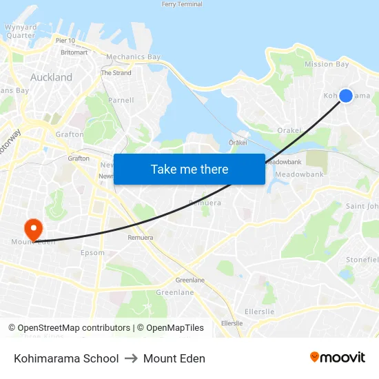 Kohimarama School to Mount Eden map