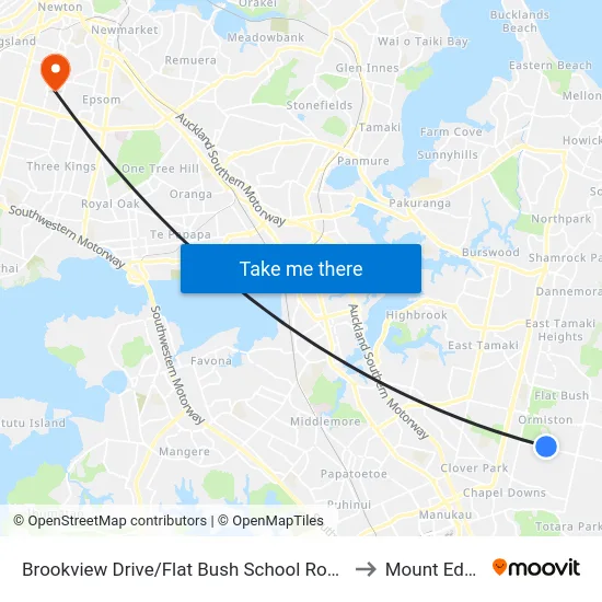 Brookview Drive/Flat Bush School Road to Mount Eden map