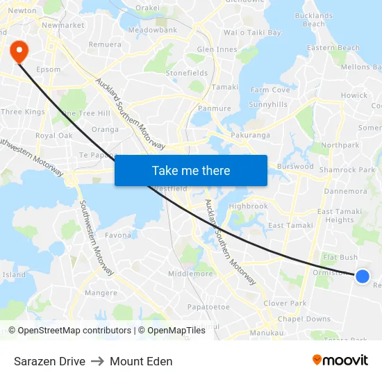 Sarazen Drive to Mount Eden map