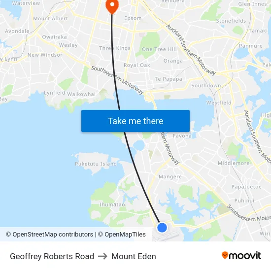 Geoffrey Roberts Road to Mount Eden map