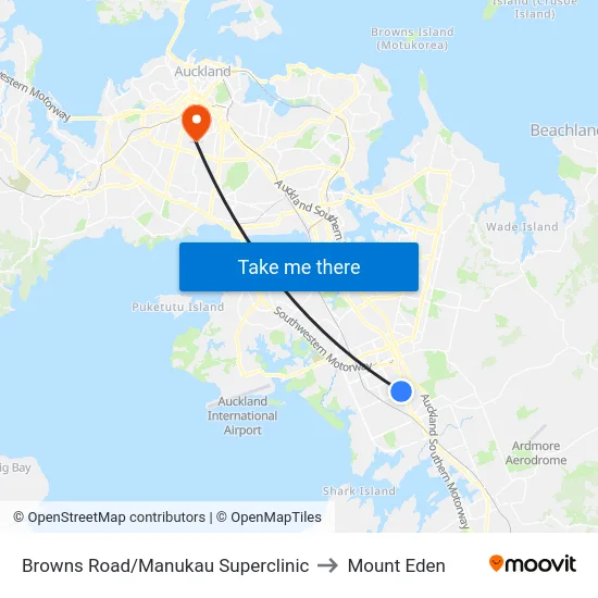 Browns Road/Manukau Superclinic to Mount Eden map