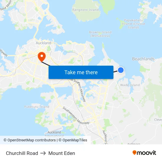 Churchill Road to Mount Eden map