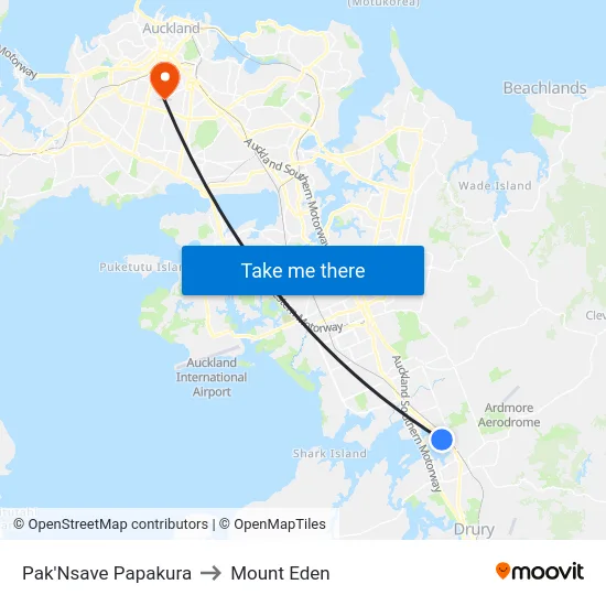 Pak'Nsave Papakura to Mount Eden map