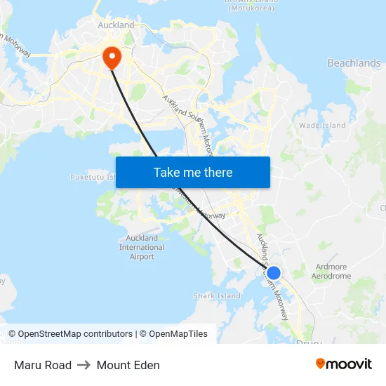 Maru Road to Mount Eden map