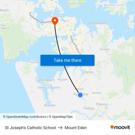 St Joseph's Catholic School to Mount Eden map