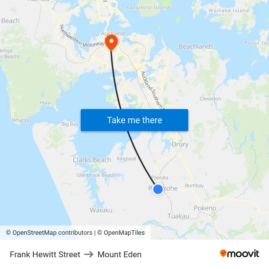 Frank Hewitt Street to Mount Eden map