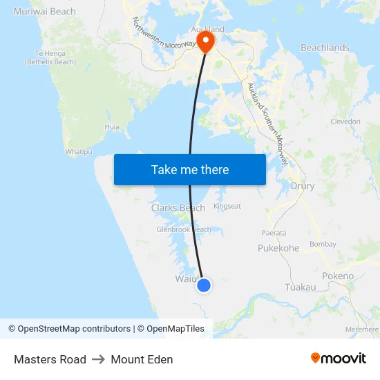 Masters Road to Mount Eden map