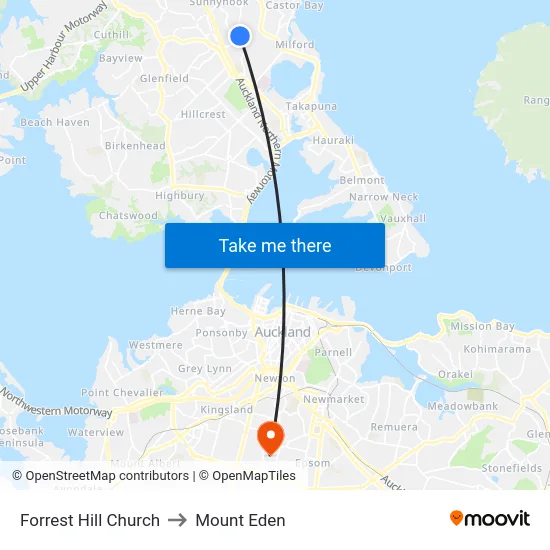 Forrest Hill Church to Mount Eden map