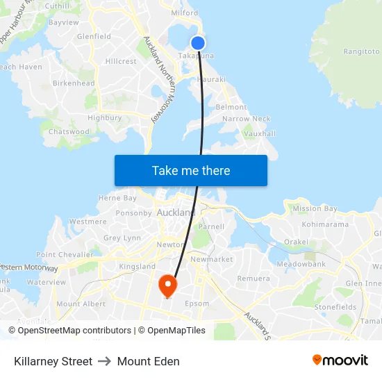Killarney Street to Mount Eden map