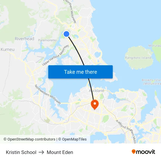 Kristin School to Mount Eden map