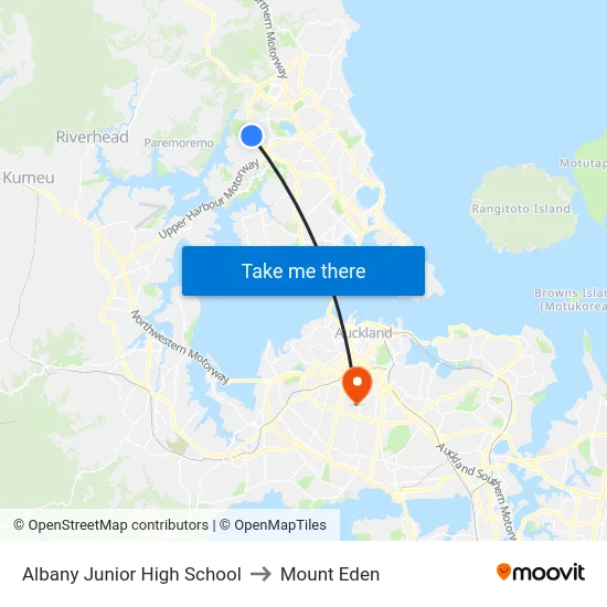 Albany Junior High School to Mount Eden map