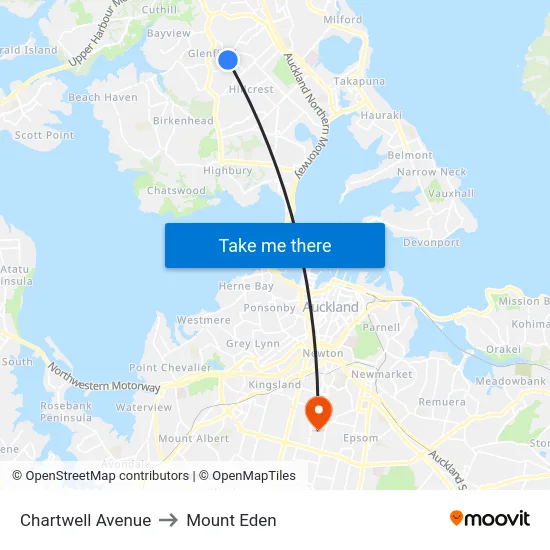 Chartwell Avenue to Mount Eden map