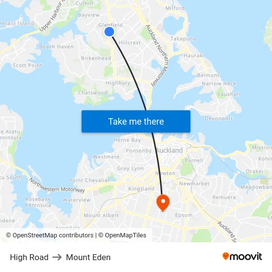 High Road to Mount Eden map