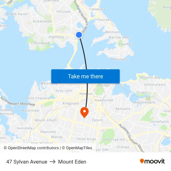 47 Sylvan Avenue to Mount Eden map
